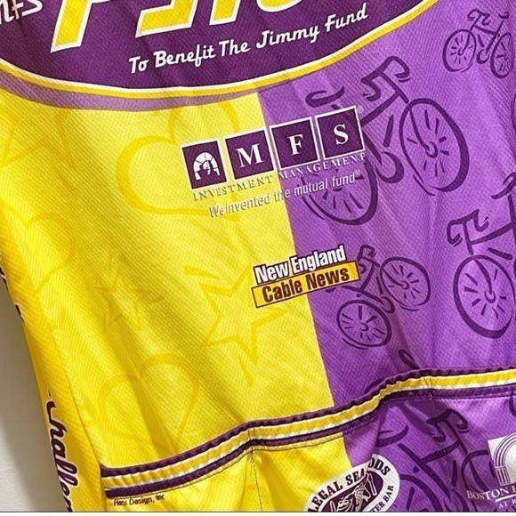 PEARL IZUMI Men’s CYCLING JERSEY Yellow Purple Pan-Mass Challenge 1999 Size M - Picture 6 of 8